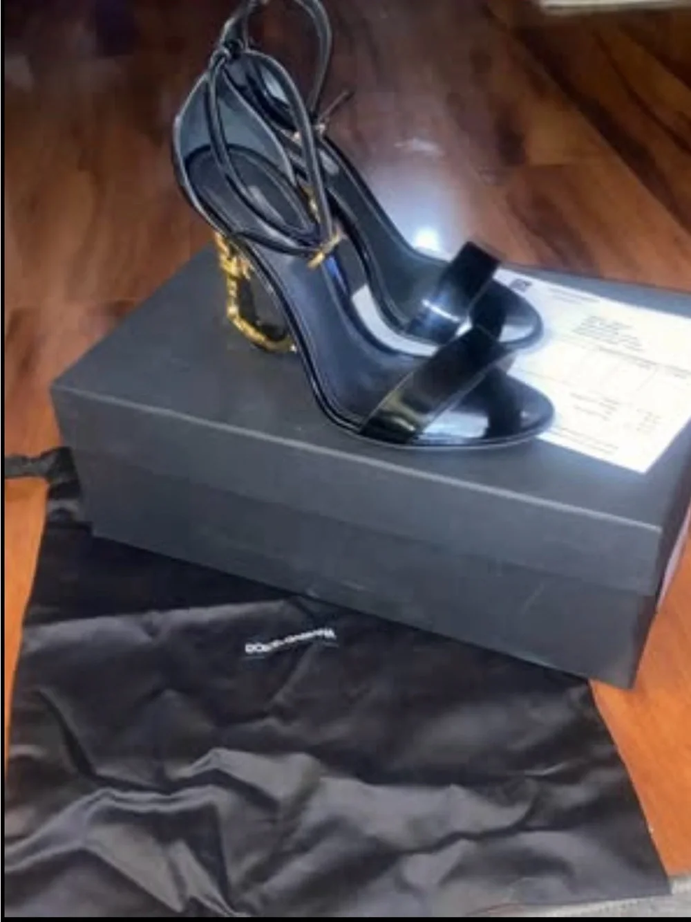 DOLCE&GABBANA Sculpted-Heel Patent Leather Sandals